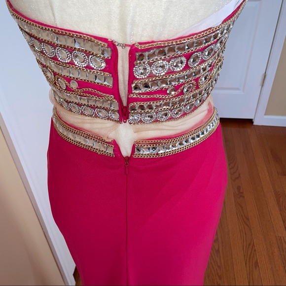 Madison James Pink Strapless Jeweled Top Dress - Picture 6 of 8